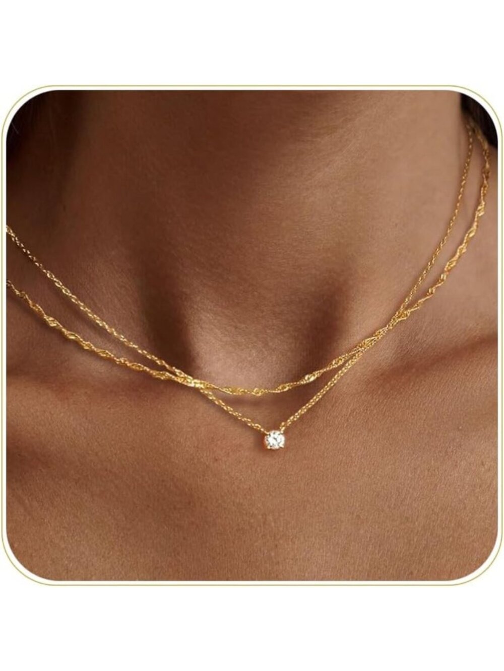Dainty 14k Gold Plated & Silver Cubic Zirconia Necklaces for Women - Elegant